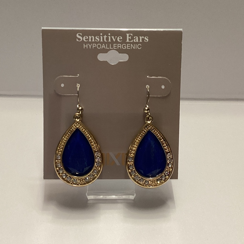 Mixit Gold and Blue Teardrop Earrings